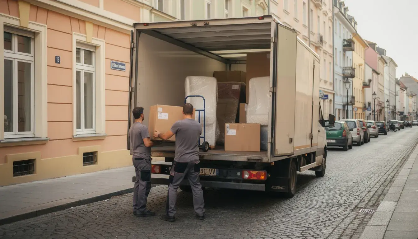Professioneller Umzug mit Möbelwagen und Umzugshelfern in der Schweiz